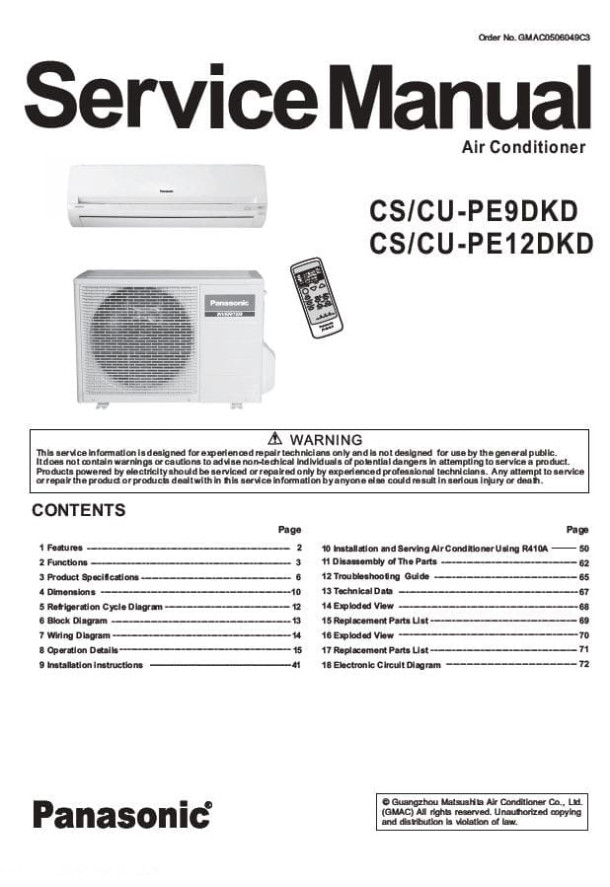 CS-PE9DKD, CS-PE12DKD, CU-PE9DKD, CU-PE12DKD